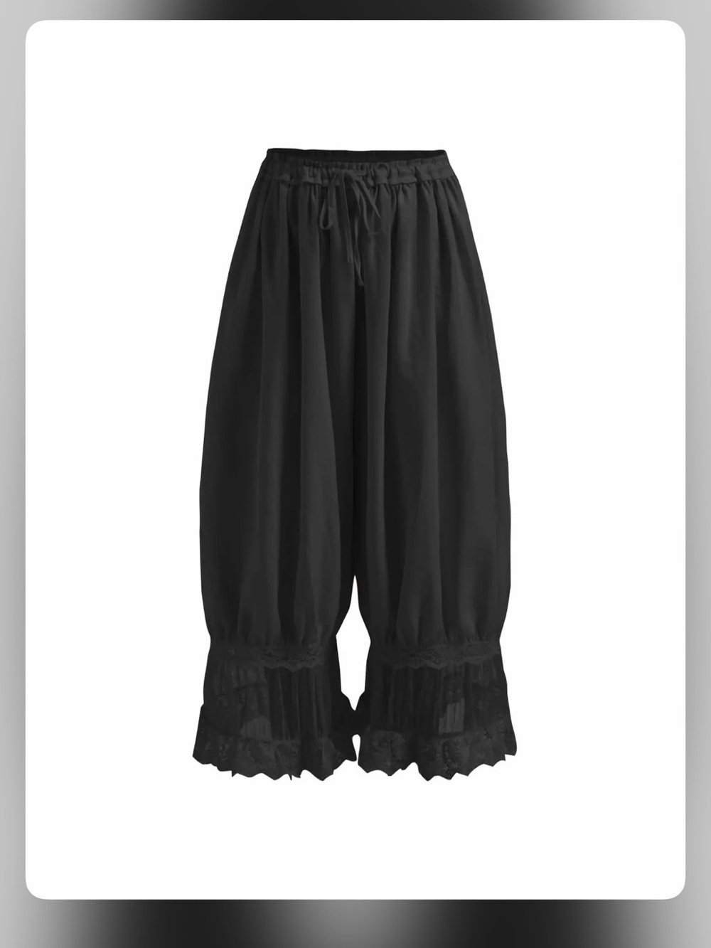 MID RISE LACE PATCHED DRAWSTRING CROPPED BLOOMER PANTS L